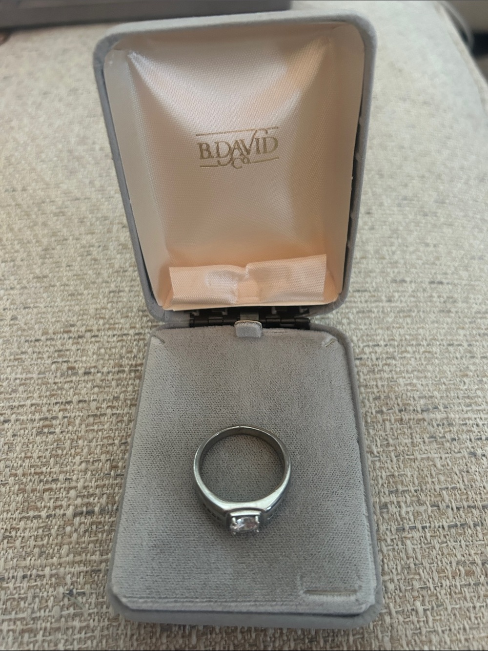 Silver Men's Solitaire Ring with Clear Stone - Silver